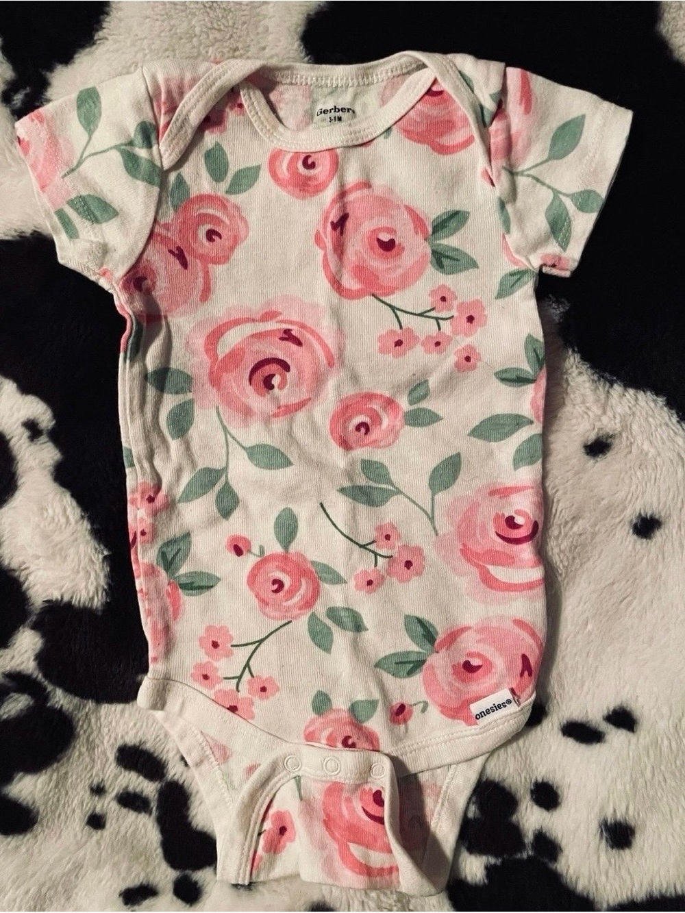 Gerber Rose Floral Infant Onesie Size 3-6 Months